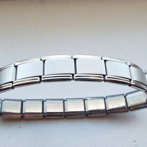 Matte stainless steel 18 link 9mm Italian charm starter bracelet new